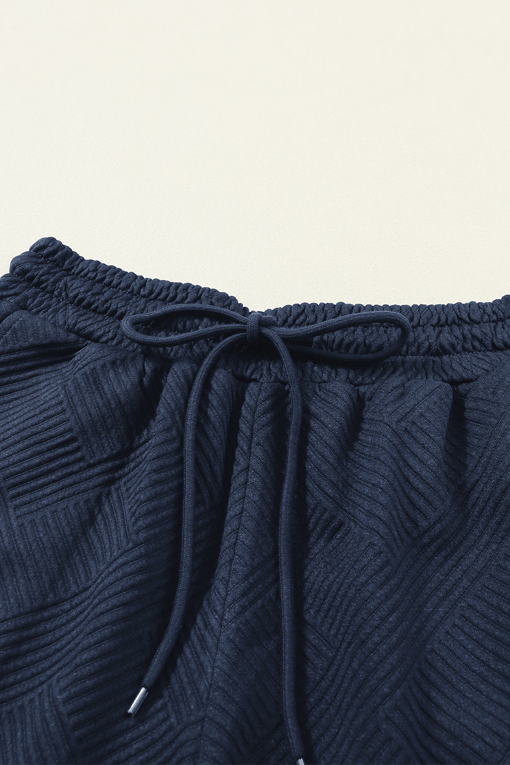 Navy Blue Textured Loose Fit T-Shirt + Pant Set