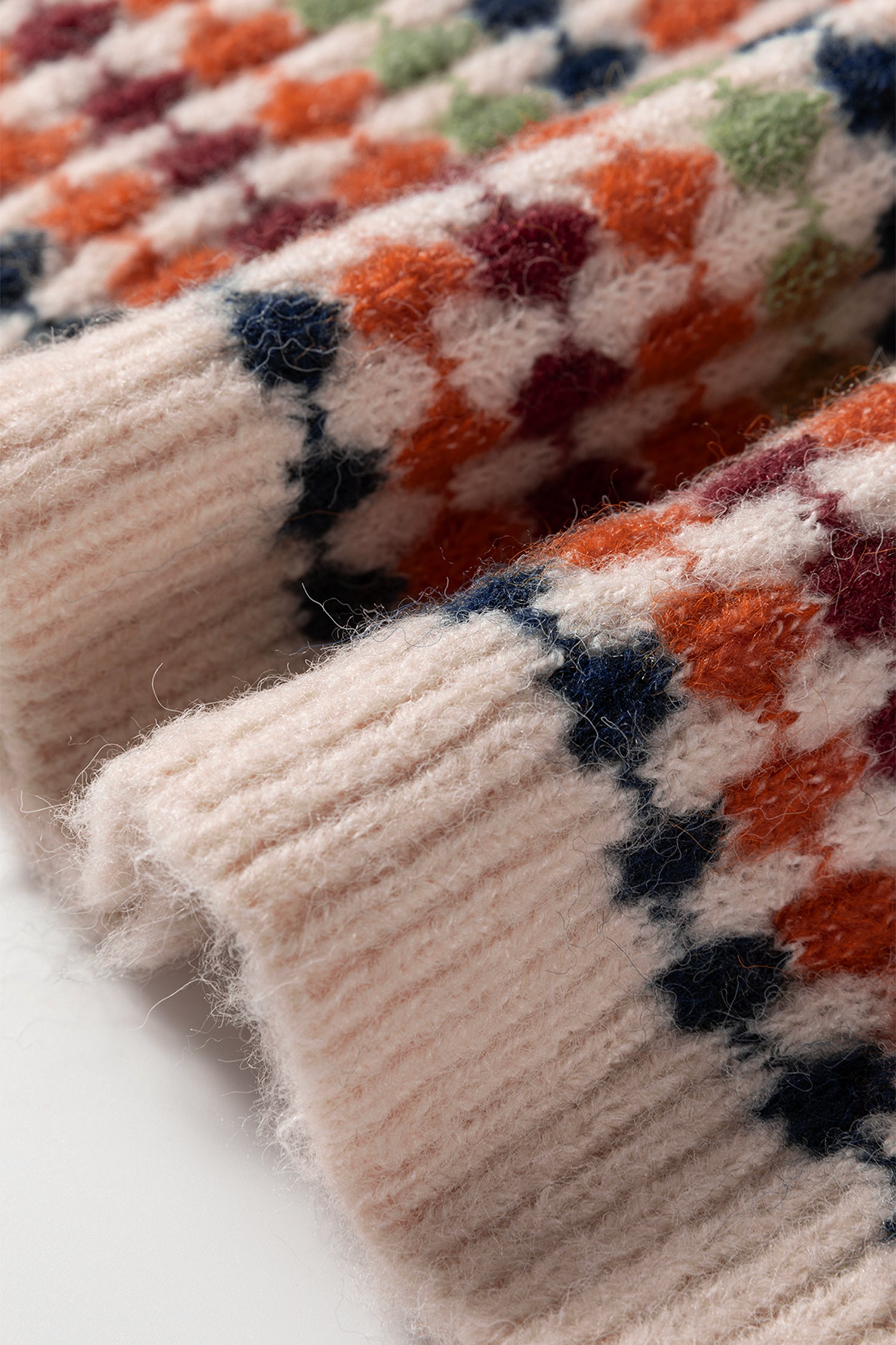 Multicolor Dotty Striped Pattern Knit Sweater