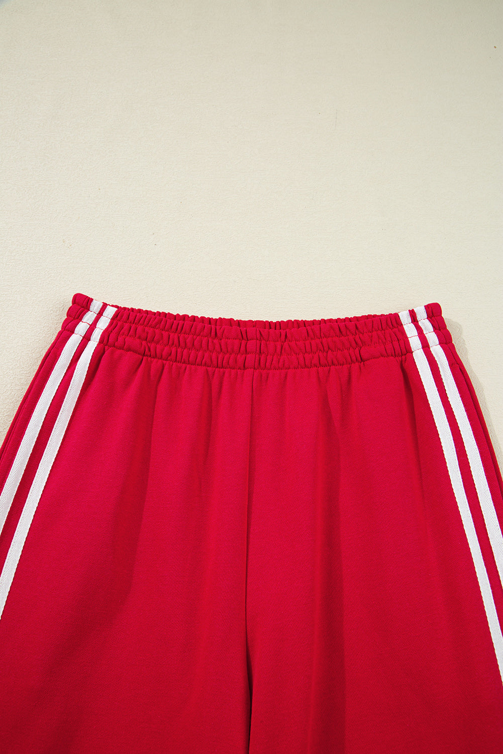 Varsity Striped Detail Crewneck Pullover Elastic Sweatpants 2pcs Outfit