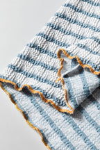 Textured Stripe Henley Long Sleeve