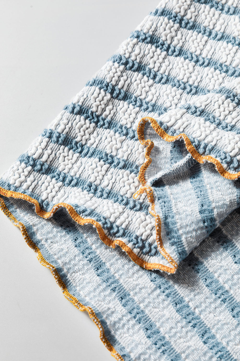 Textured Stripe Henley Long Sleeve