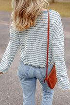Textured Stripe Henley Long Sleeve
