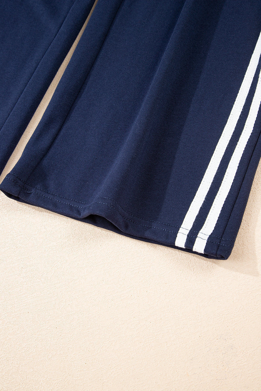 Varsity Striped Detail Crewneck Pullover Elastic Sweatpants 2pcs Outfit