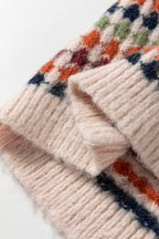 Multicolor Dotty Striped Pattern Knit Sweater