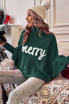 "Merry" Embroidered High Neck Sweater