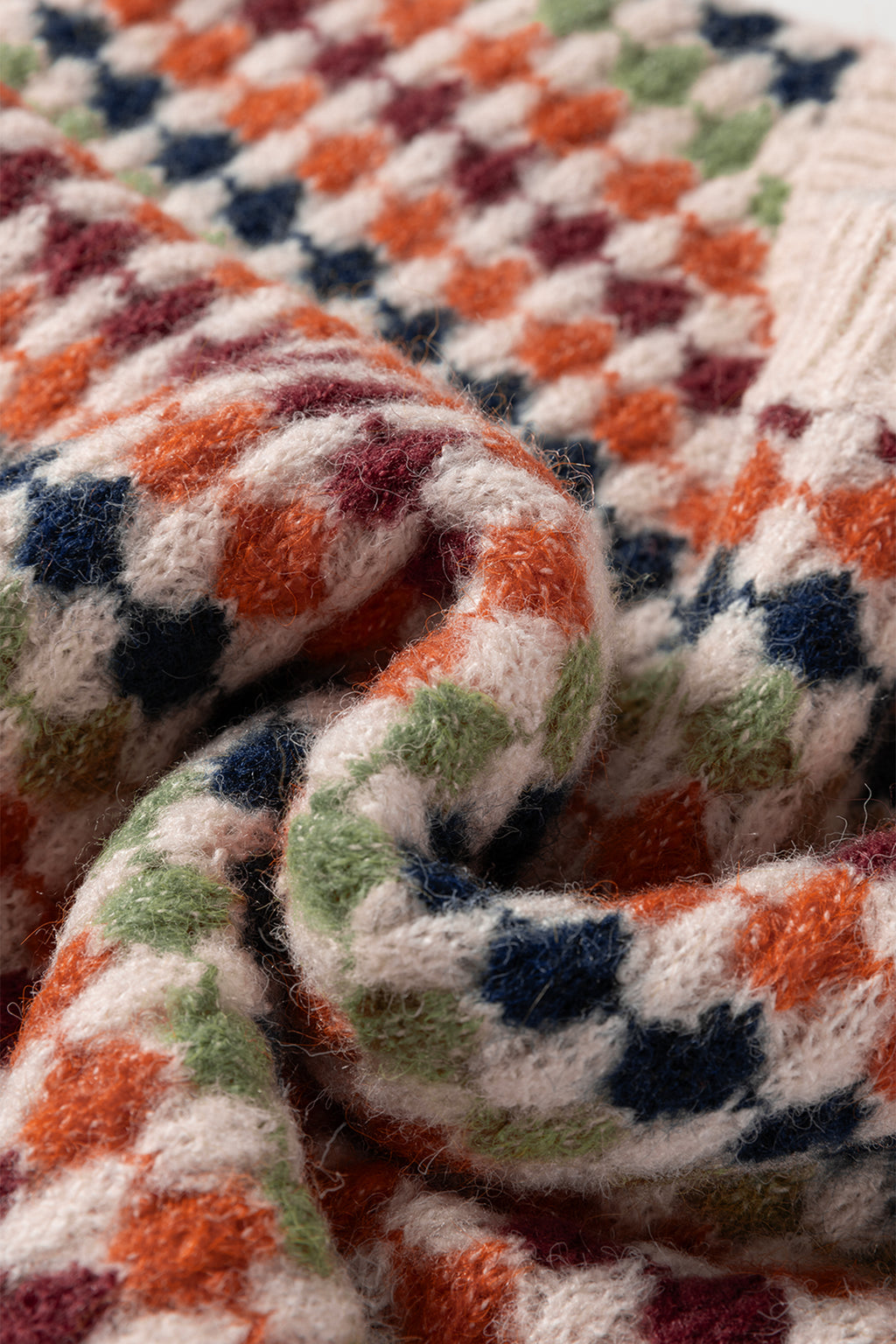 Multicolor Dotty Striped Pattern Knit Sweater