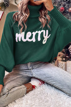 "Merry" Embroidered High Neck Sweater