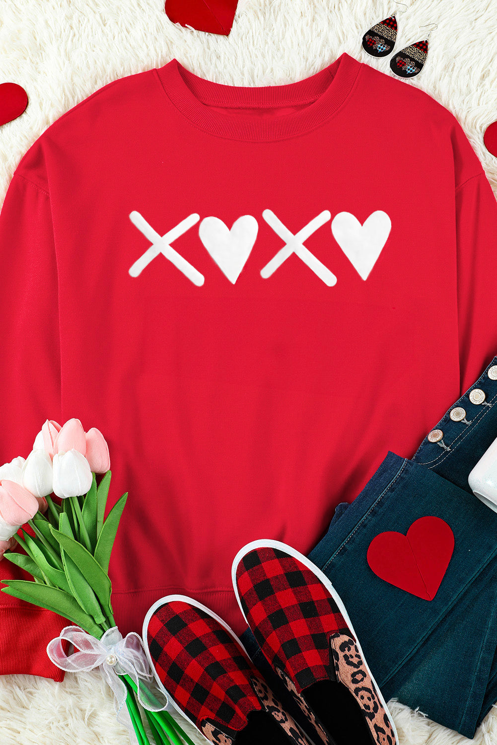“XOXO Heart” Red Valentine Crewneck