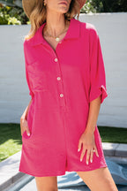 Black Half Button Collared Romper