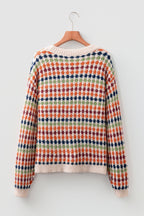 Multicolor Dotty Striped Pattern Knit Sweater