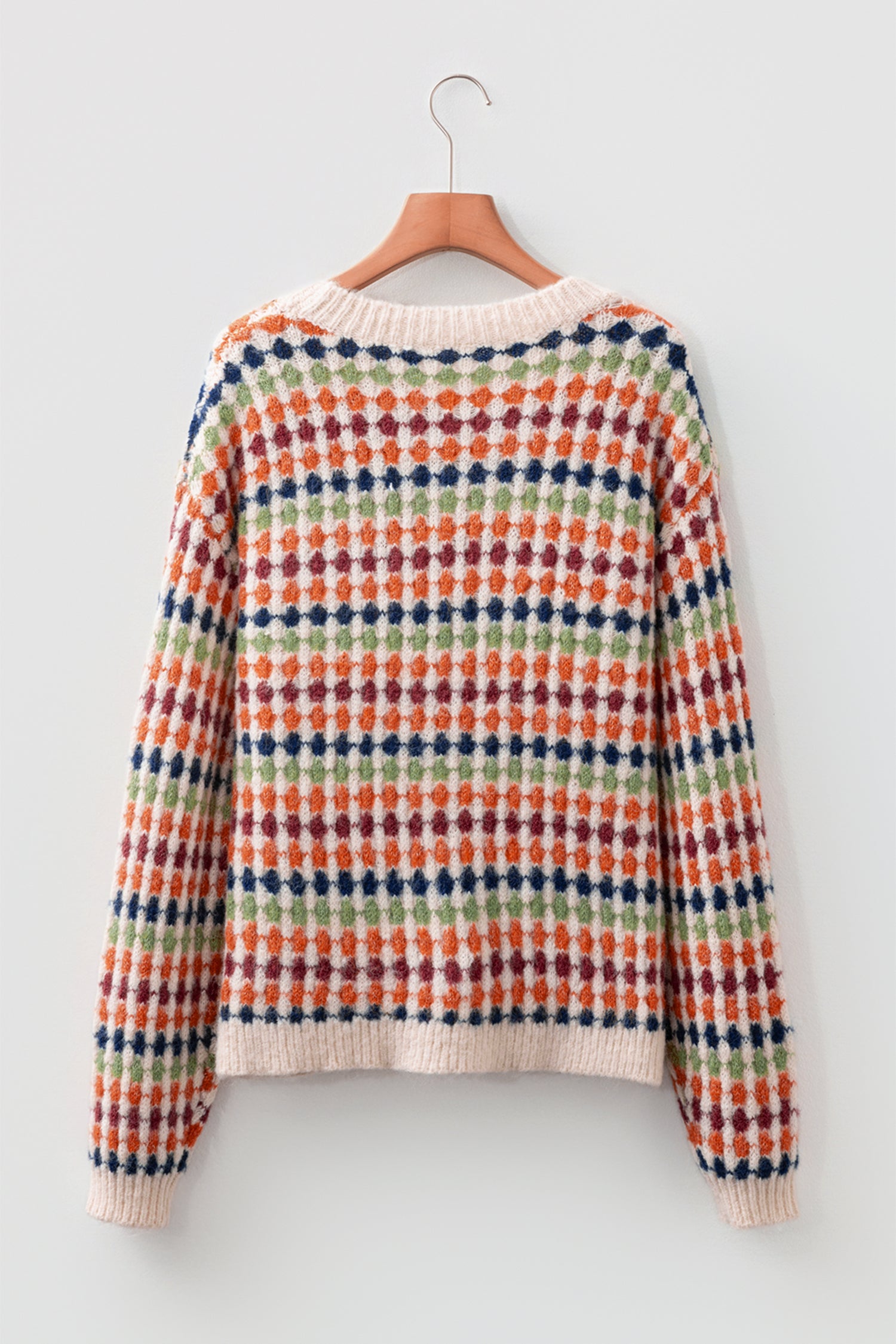 Multicolor Dotty Striped Pattern Knit Sweater