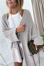 Oversized Fold-Over Sleeve Cozy Knit Cardigan