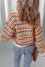 Multicolor Dotty Striped Pattern Knit Sweater