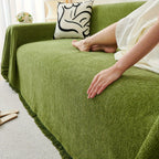 Update Sofa with Organic Couch Cover | Herringbone Chenille Tassels