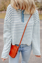 Textured Stripe Henley Long Sleeve
