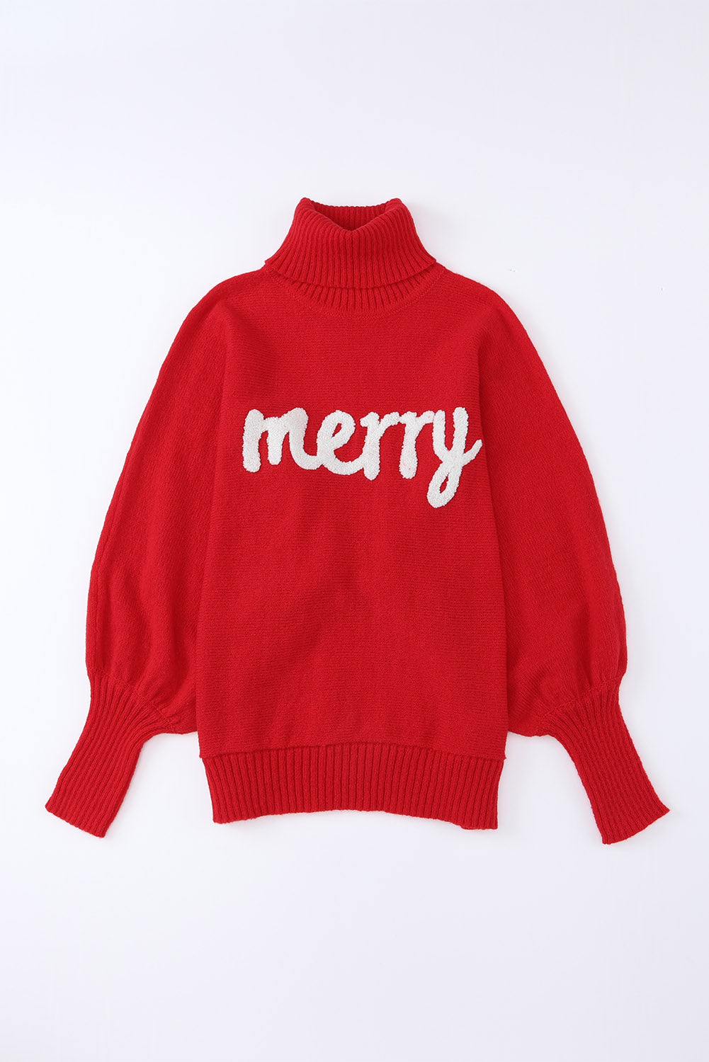 "Merry" Embroidered High Neck Sweater
