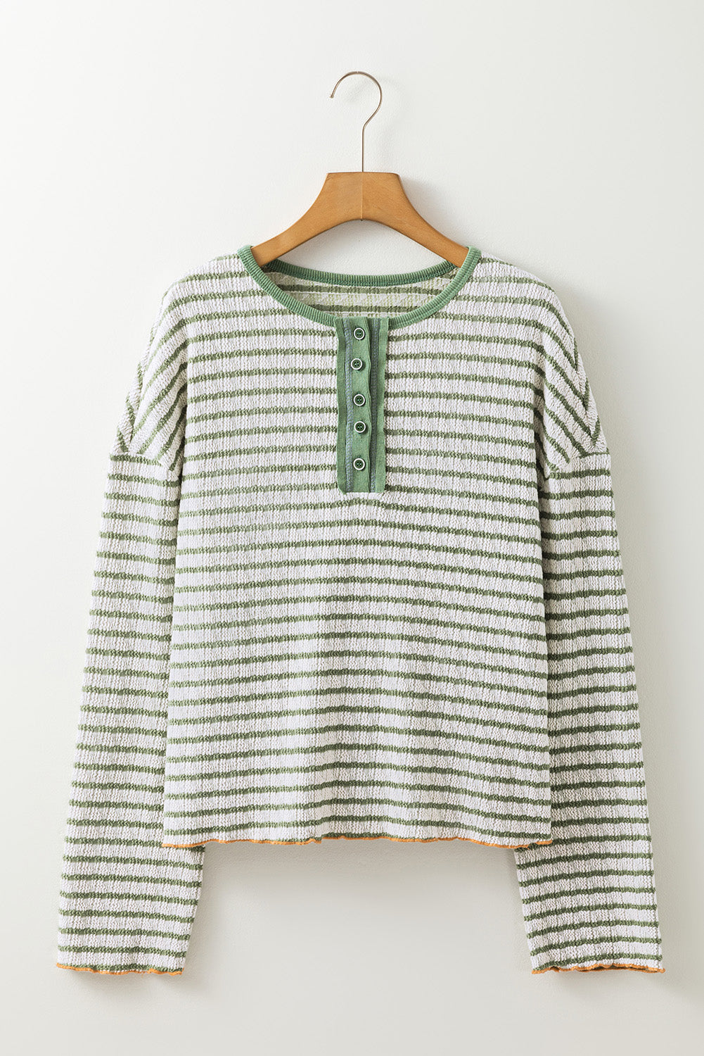Textured Stripe Henley Long Sleeve