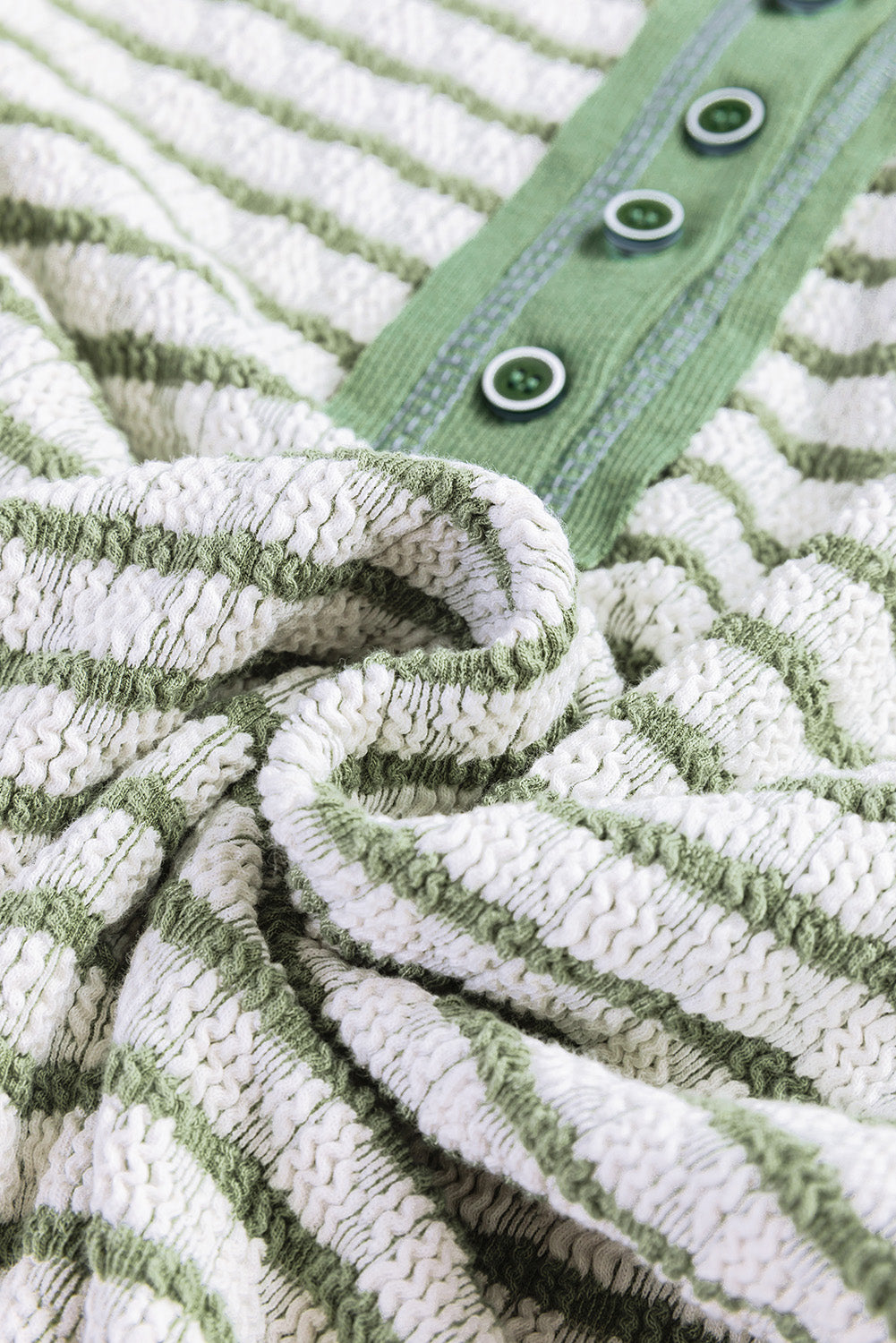 Textured Stripe Henley Long Sleeve