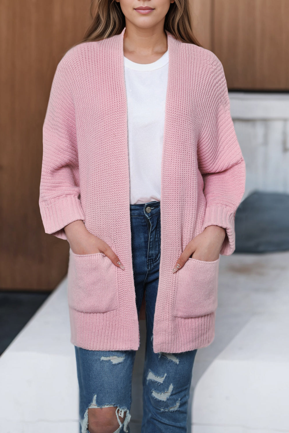 Oversized Fold-Over Sleeve Cozy Knit Cardigan