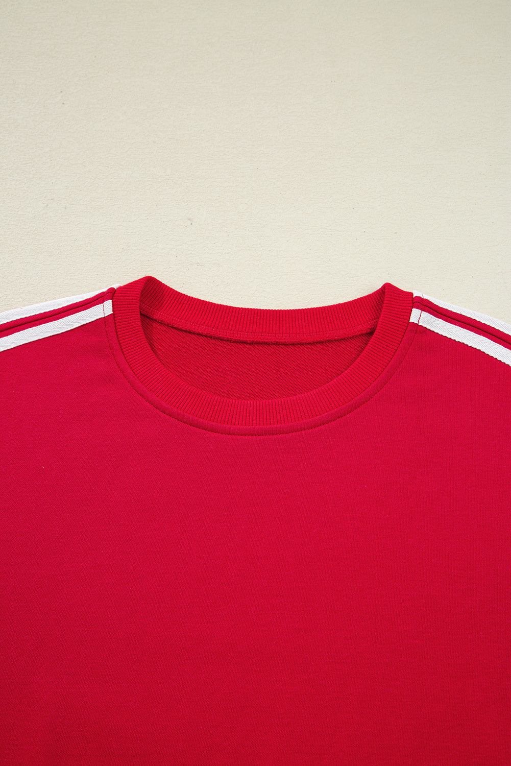 Varsity Striped Detail Crewneck Pullover Elastic Sweatpants 2pcs Outfit