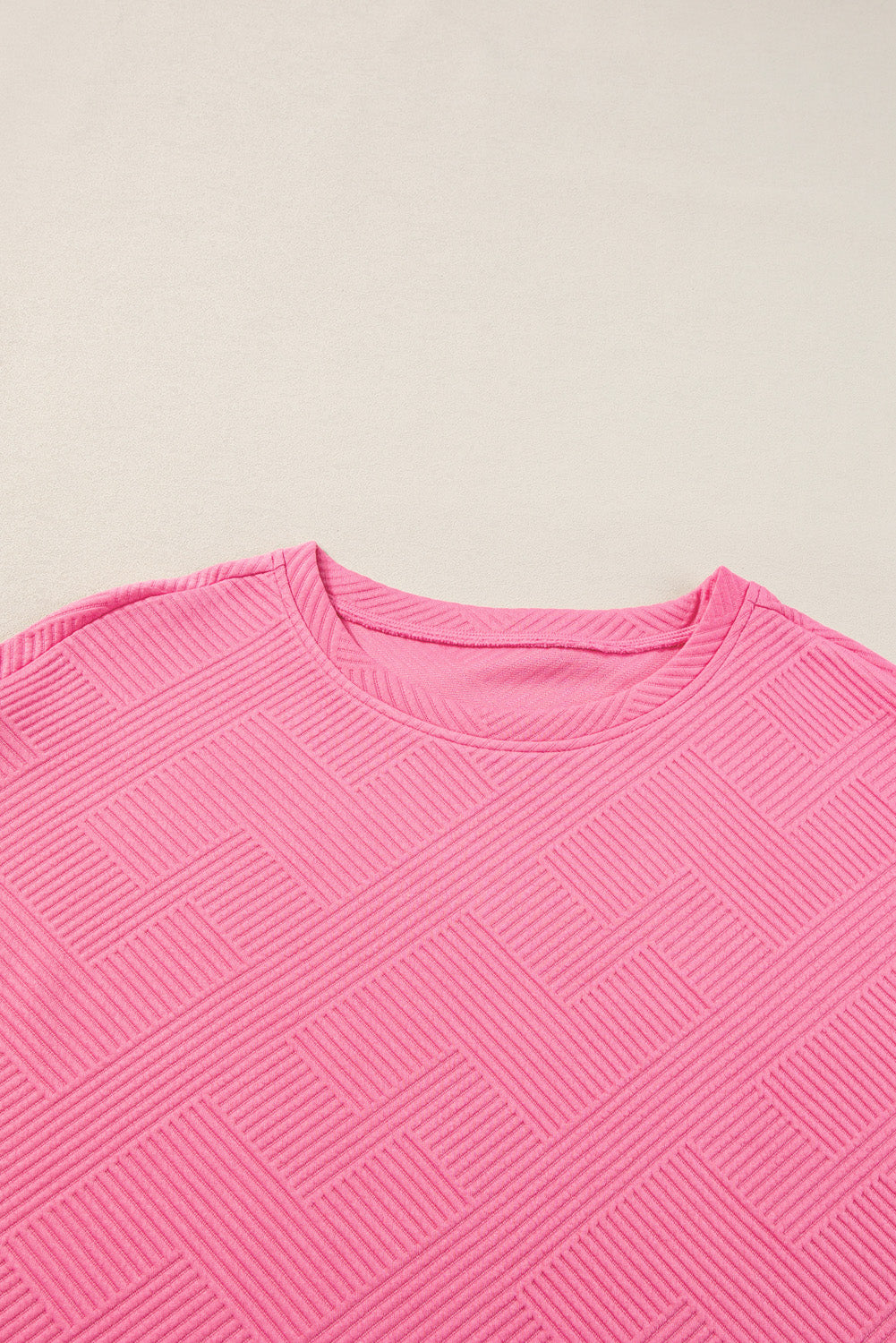 Navy Blue Textured Loose Fit T-Shirt + Pant Set