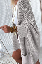 Oversized Fold-Over Sleeve Cozy Knit Cardigan