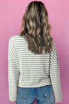 Textured Stripe Henley Long Sleeve